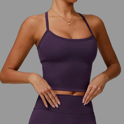 Women'S Cross Back Yoga Sports Bra Gym Tank Top Push-Up Workout Bra Fitness Vest Comfortable 'Naked Feeling'Gym Bra Fitness Wear