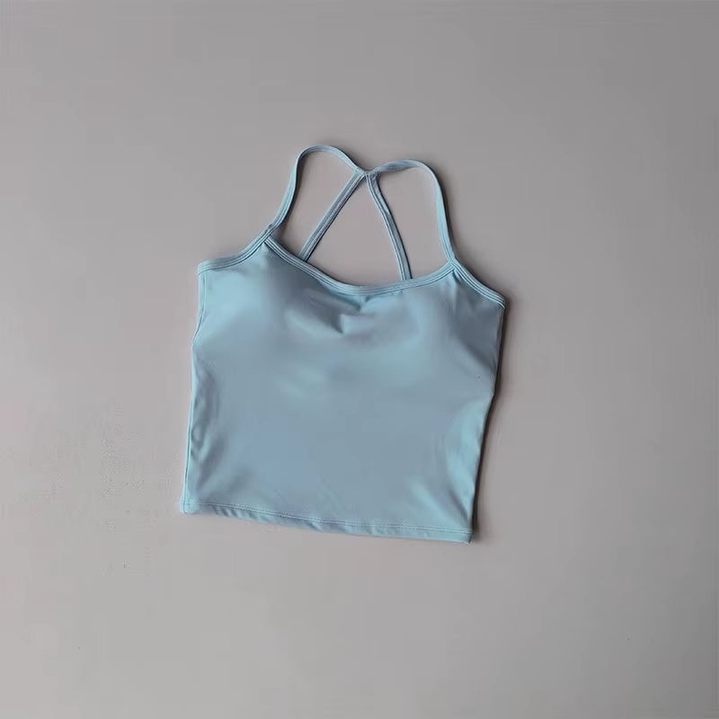 Women'S Cross Back Yoga Sports Bra Gym Tank Top Push-Up Workout Bra Fitness Vest Comfortable 'Naked Feeling'Gym Bra Fitness Wear