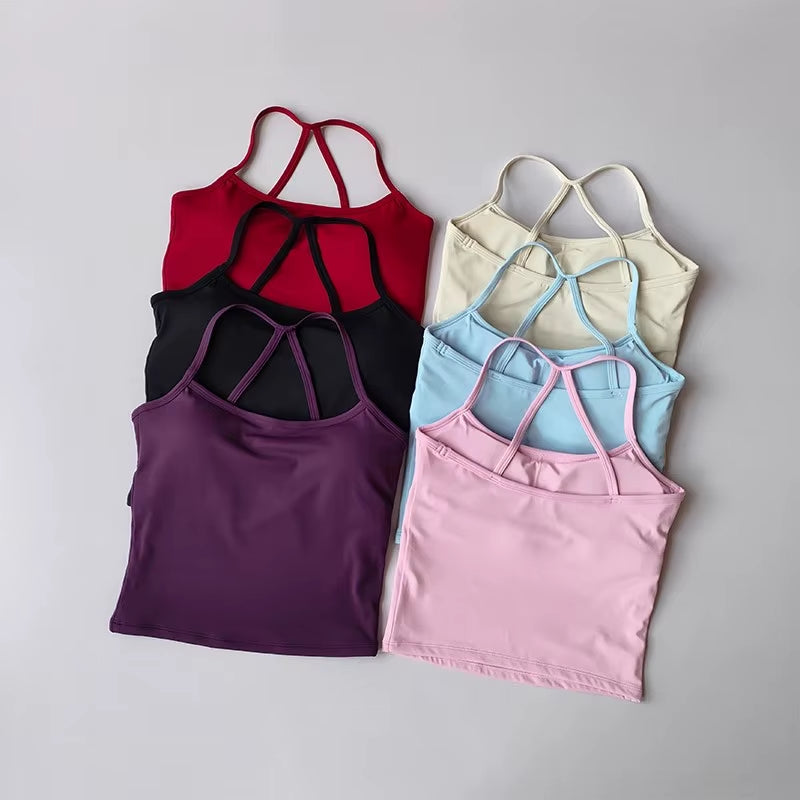 Women'S Cross Back Yoga Sports Bra Gym Tank Top Push-Up Workout Bra Fitness Vest Comfortable 'Naked Feeling'Gym Bra Fitness Wear